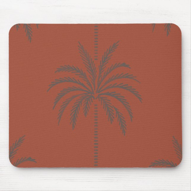 Minimal Tropical Palm Tree Pattern Terracotta  Mouse Pad (Front)