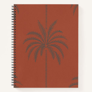 Minimal Tropical Palm Tree Pattern Terracotta  Notebook