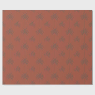 Minimal Tropical Palm Tree Pattern Terracotta  Wrapping Paper