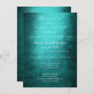Minimal Tropical Teal White Bridal Shower Invitation