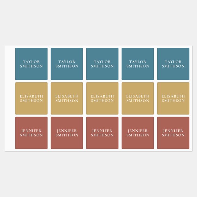    Minimal Turquoise Terracotta Custom Name School (Sheet)
