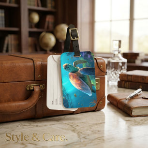 Minimal Turtle Image Mark Travel Luggage Tag