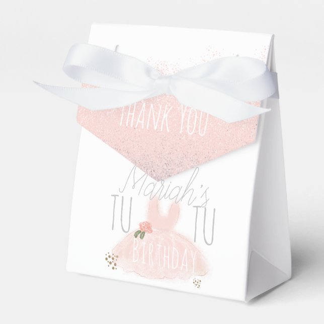 Minimal Tutu Girl's Birthday Turning Two Glitter  Favour Box (Front Side)