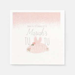 Minimal Tutu Girl's Birthday Turning Two Glitter  Napkin