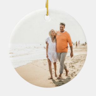 minimal two christmas holiday photo ceramic ornament