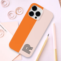 Minimal Two Colour Block Rose Pink Orange Monogram