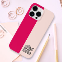 Minimal Two Colour Block Rose Raspberry Monogram