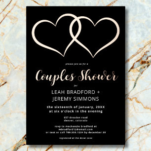 Minimal Two Hearts Black White Couples Shower