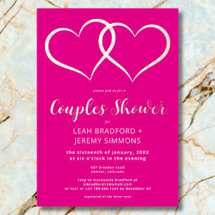 Minimal Two Hearts Hot Pink Couples Shower
