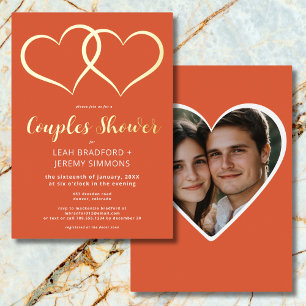 Minimal Two Hearts Orange Couples Shower Photo