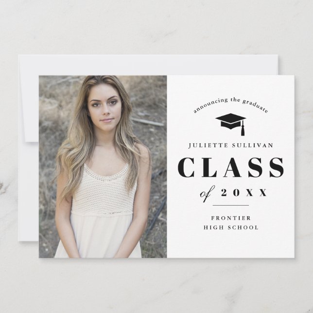 Minimal Type Photo Graduation Announcement (Front)