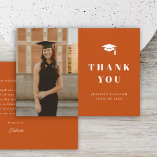 Minimal Type Photo Graduation Party Thank You Card