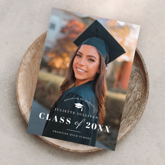 Minimal Type Photo Overlay Graduation Announcement (Creator Uploaded)