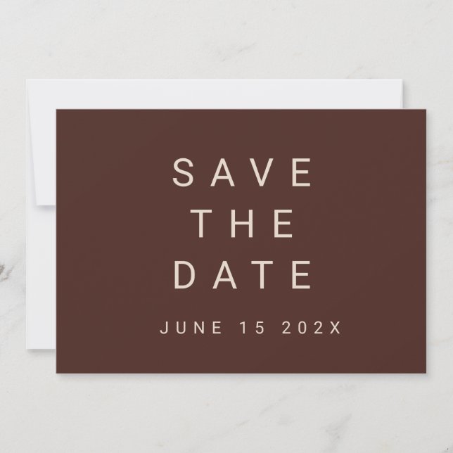 Minimal Typographic Autumn Plum Save The Date (Front)