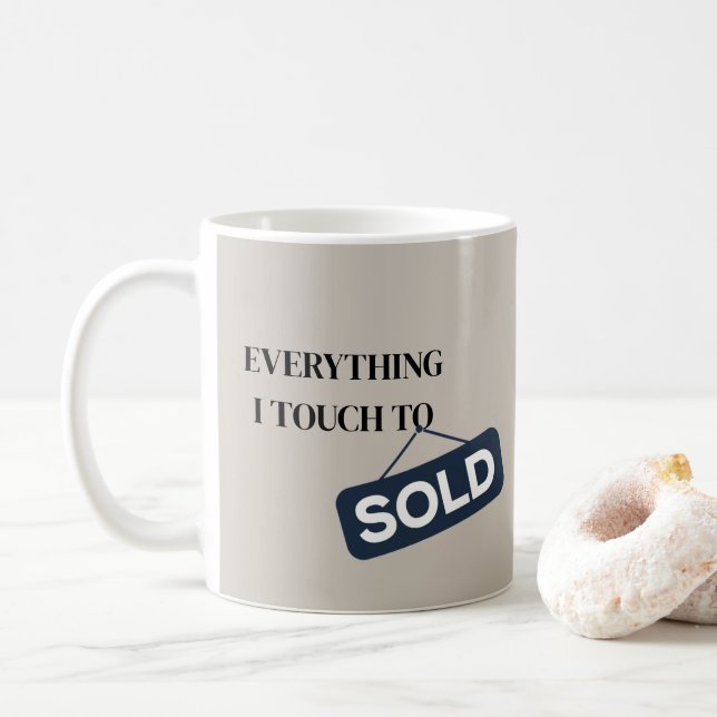 Minimal Typography Aesthetic Realtor Coffee Mug (With Donut)