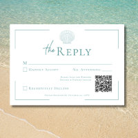 Minimal Typography Aqua & White Shell Wedding