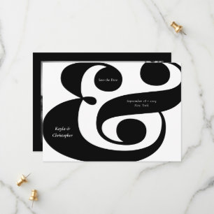 Minimal Typography Black Ampersand Wedding Photo Save The Date