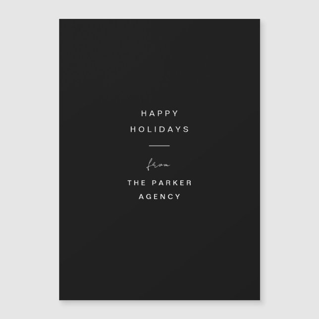 Minimal Typography | Black Corporate Holiday Card (Front)