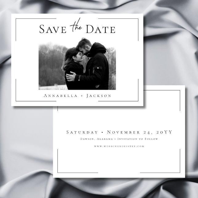 Minimal Typography Black & White Photo Wedding Save The Date (Minimal Typography Black & White Photo Wedding Save The Date)