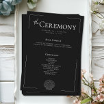 Minimal Typography Black & White Seashell Wedding Program<br><div class="desc">Sleek, sophisticated, and effortlessly elegant — this modern wedding program ceremony card is perfect for the couple who loves timeless design with a contemporary twist. Featuring crisp white text on a clean charcoal black background, the layout is framed by a thin openwork border that adds just the right touch of...</div>