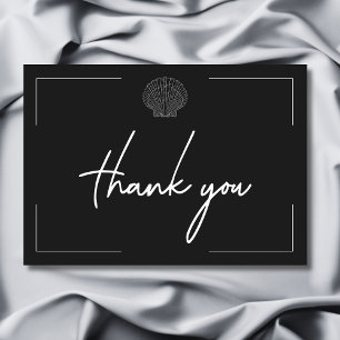 Minimal Typography Black & White Seashell Wedding Thank You Card