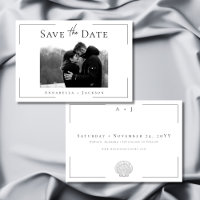 Minimal Typography Black White Shell Photo Wedding