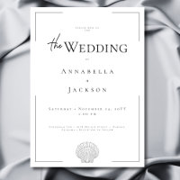 Minimal Typography Black & White Shell Wedding
