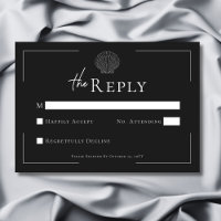 Minimal Typography Black & White Shell Wedding