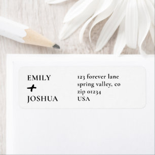 Minimal Typography Black White Wedding Address Return Address Label