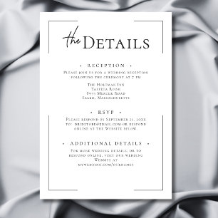 Minimal Typography Black & White Wedding Details Enclosure Card