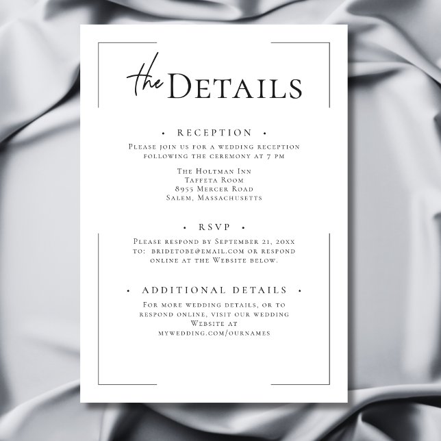 Minimal Typography Black & White Wedding Details Enclosure Card (Minimal Typography Black & White Wedding Details Enclosure Card)
