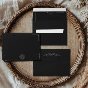 Minimal Typography Black & White Wedding Envelope