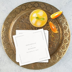 Minimal Typography Black & White Wedding Napkin