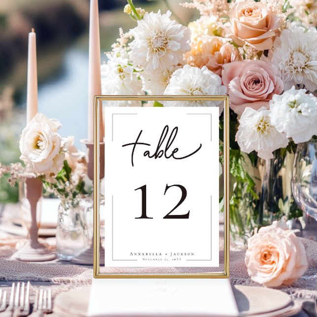 Minimal Typography Black & White Wedding Table Number (Minimal Typography Black & White Wedding Table Number)