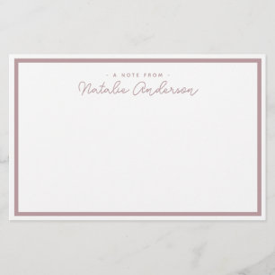 Minimal Typography Casual Script Pastel Rose Stationery