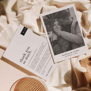 Minimal Typography Chic Monogram Photo Wedding Thank You Card