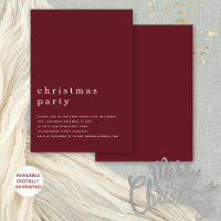 Minimal Typography Christmas Party Burgundy