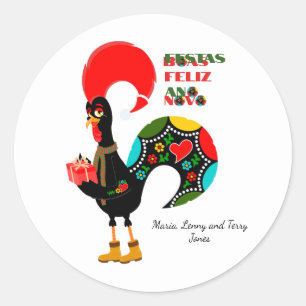 Minimal Typography Christmas Portuguese Greetings Classic Round Sticker