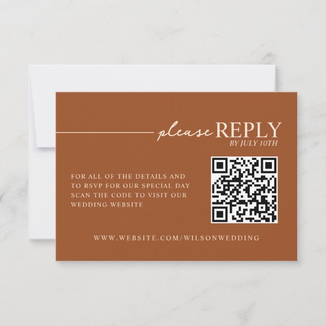 Minimal Typography Earth Tone Terracotta QR RSVP (Front)