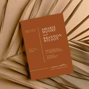 Minimal Typography Earth Tone Wedding Invitation