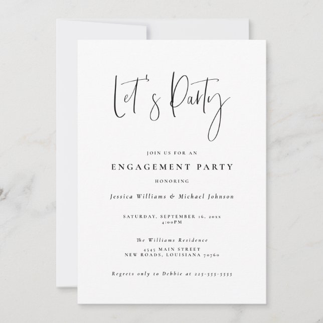 Minimal Typography Engagement Party Invitation (Front)