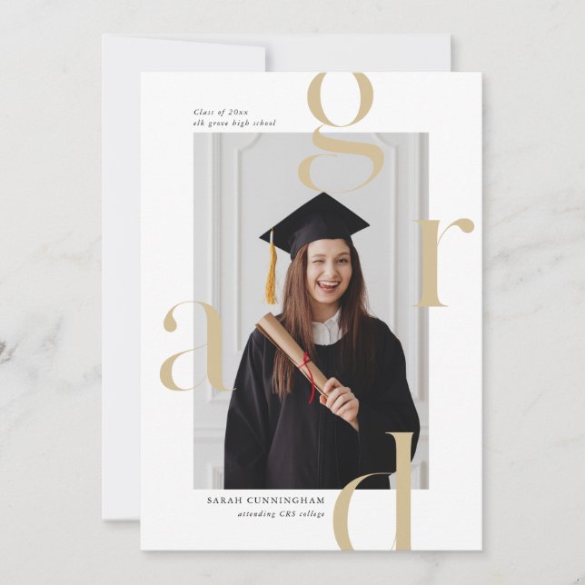 Minimal Typography Graduation Announcement Cards (Front)