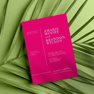 Minimal Typography Hot Pink Wedding Invitation