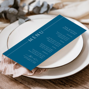 Minimal Typography Navy Blue Bar Mitzvah Menu