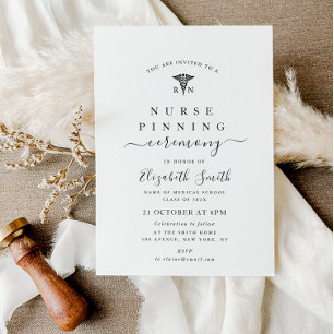 minimal typography nurse pinning ceremony invitation