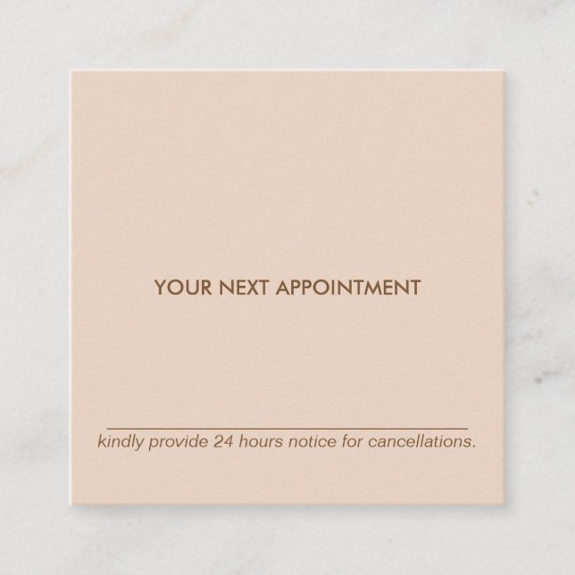 Minimal Typography Peach Square Appointment Card (Front)