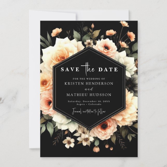 Minimal Typography Peach Wedding  Save The Date (Front)