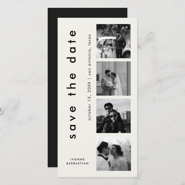 Minimal Typography Photo Bookmark Elegant Wedding Save The Date (Front/Back)