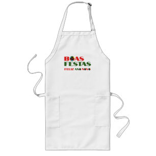 Minimal Typography Portuguese Christmas fashionn Long Apron