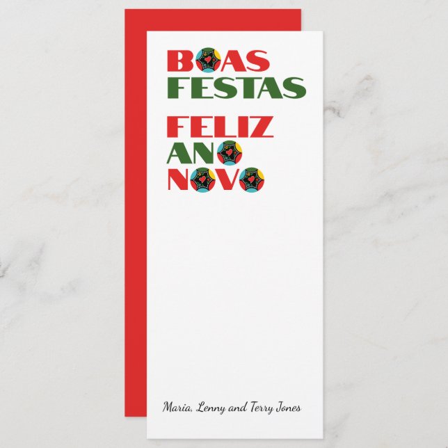 Minimal Typography Portuguese Christmas Greetings  (Front/Back)